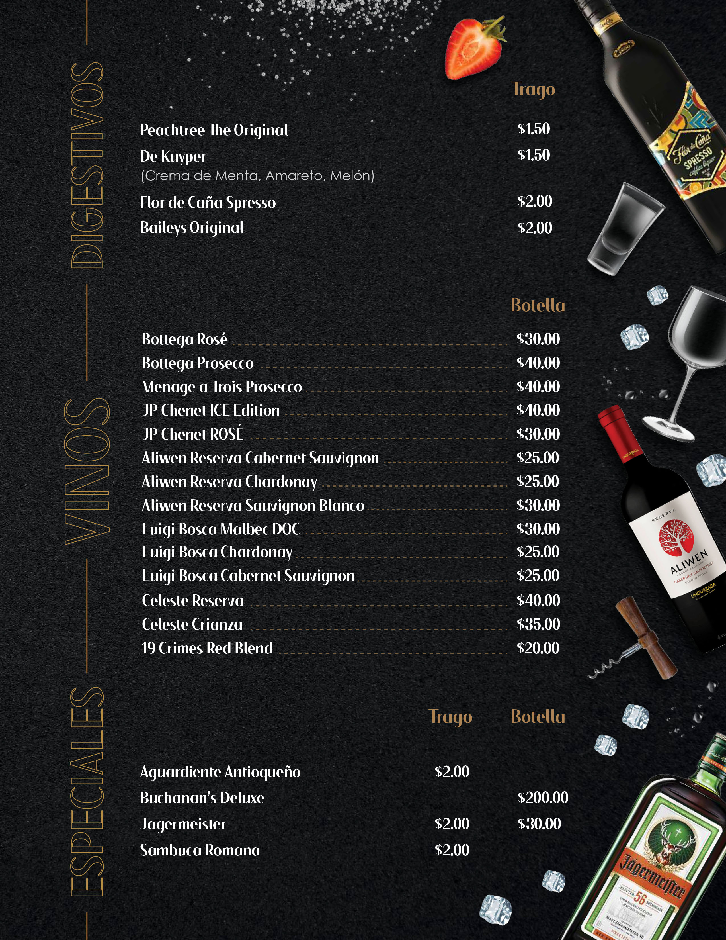 menú de restaurante