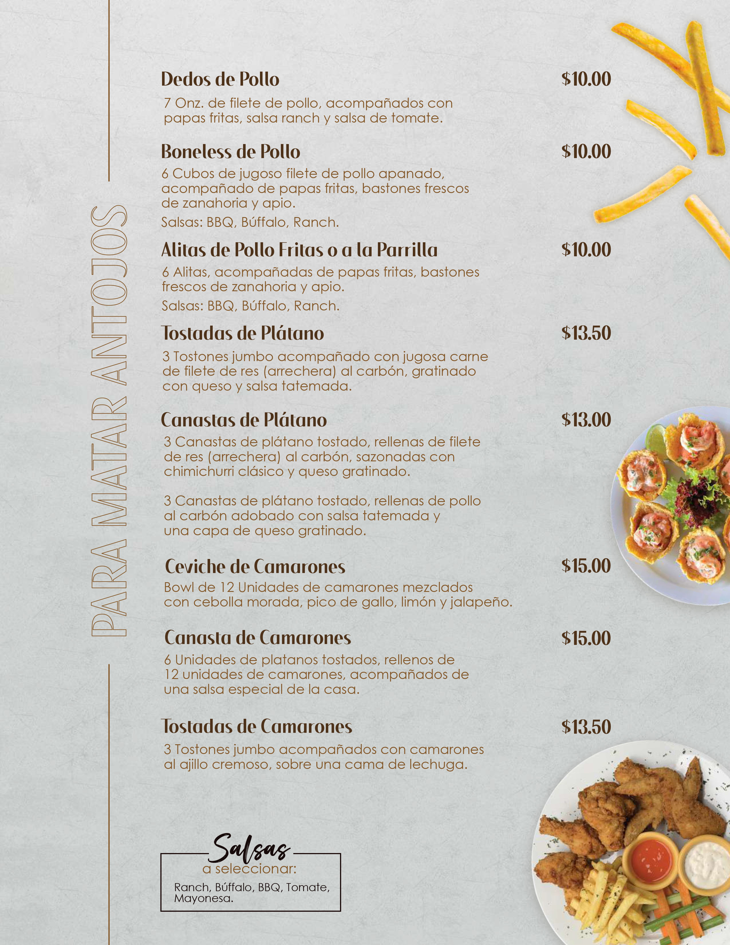 menú de restaurante