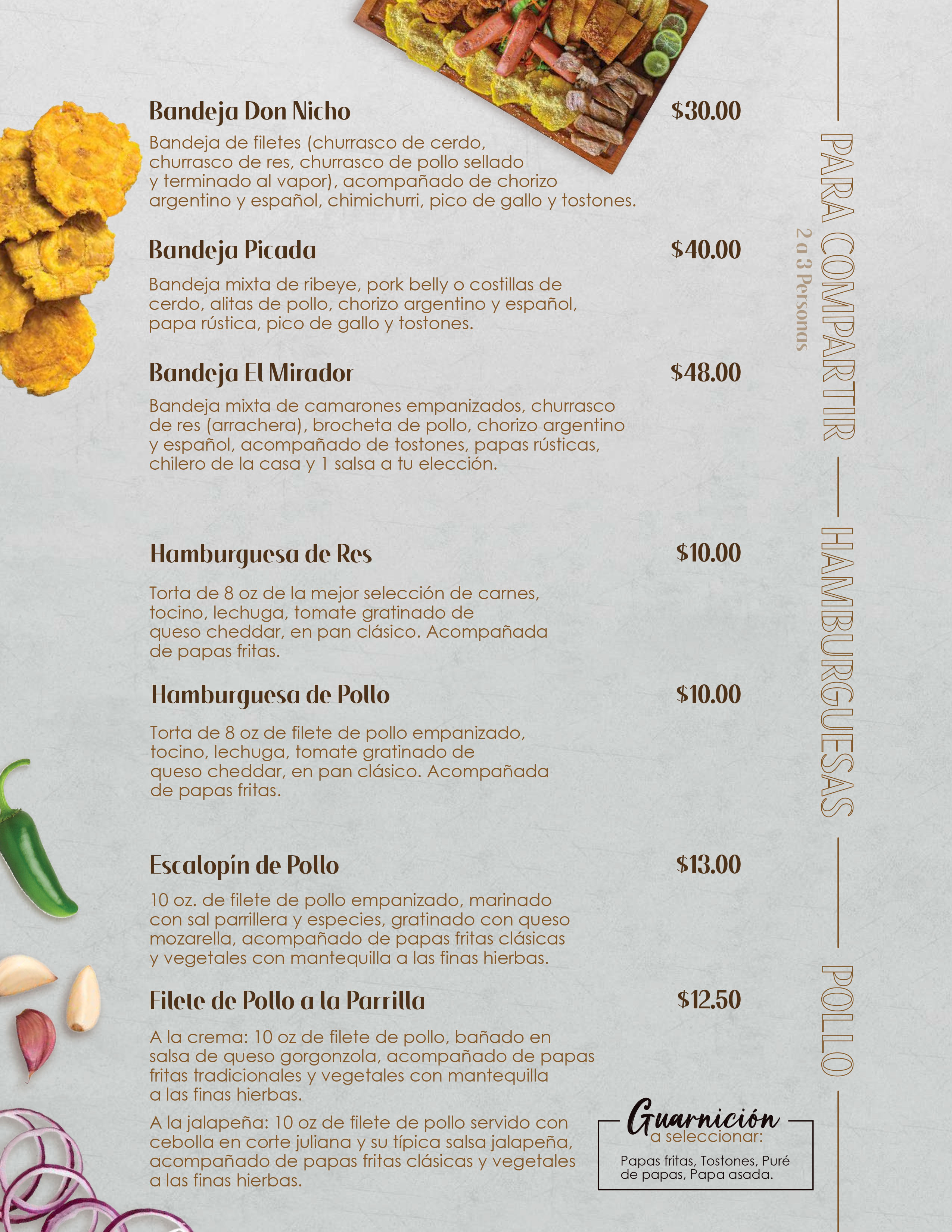 menú de restaurante