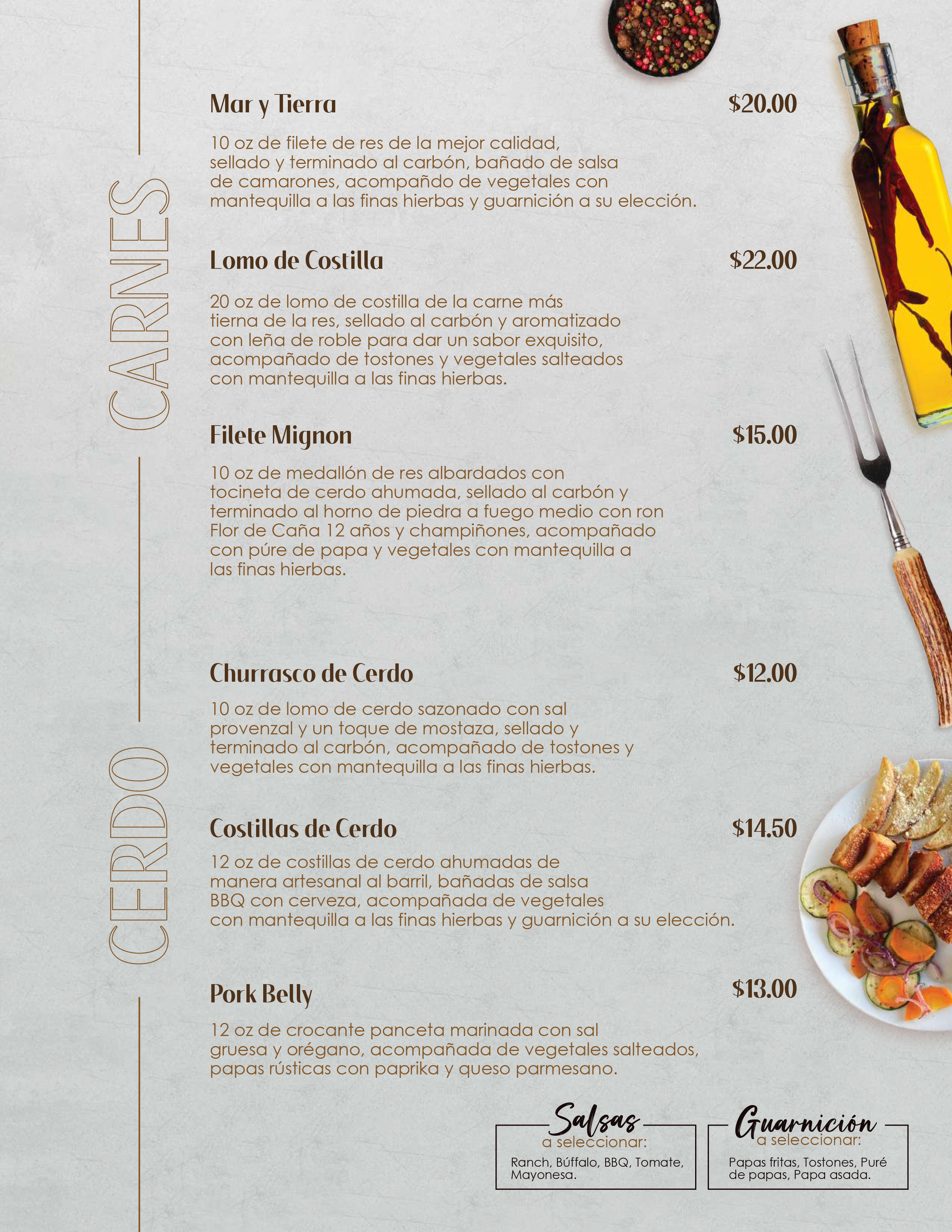 menú de restaurante