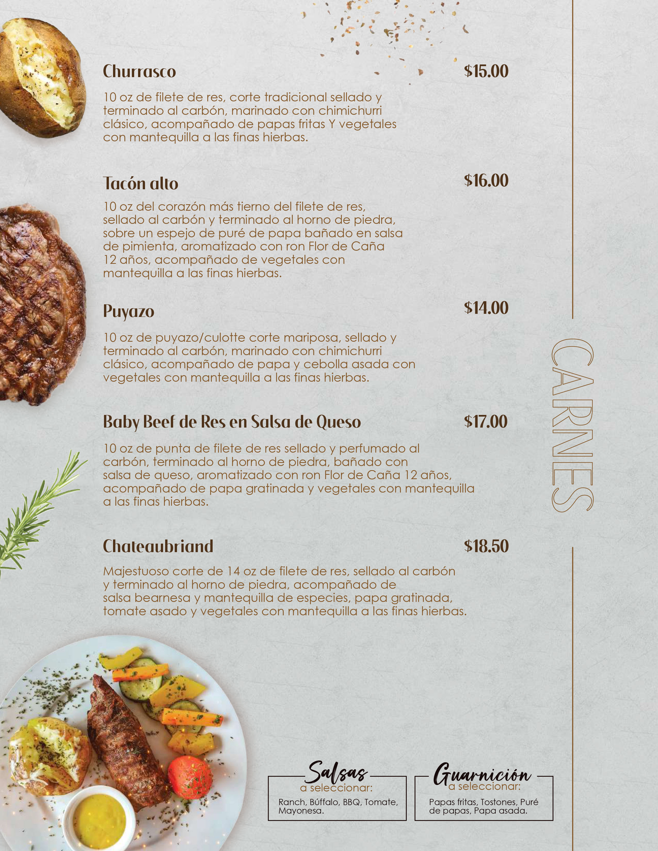 menú de restaurante