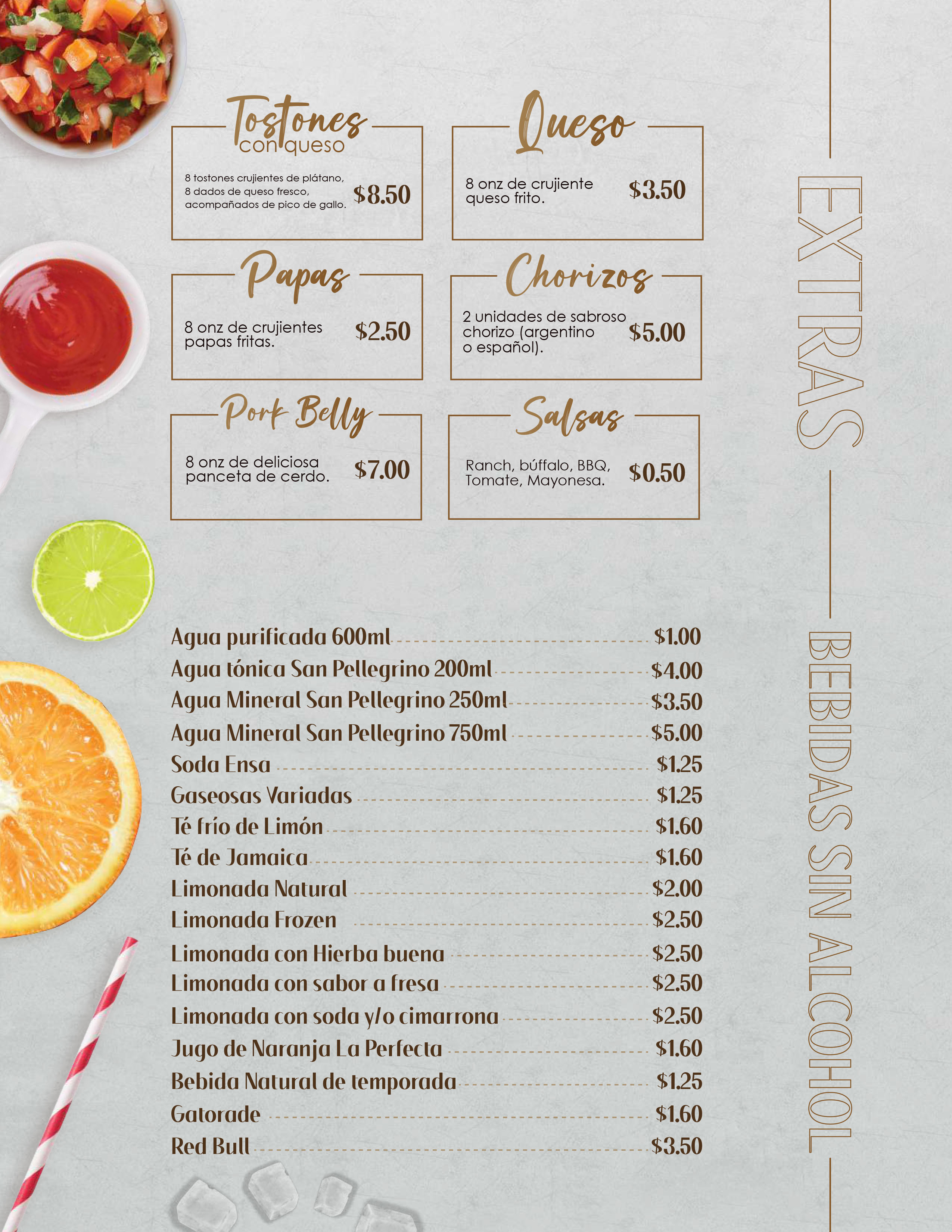 menú de restaurante