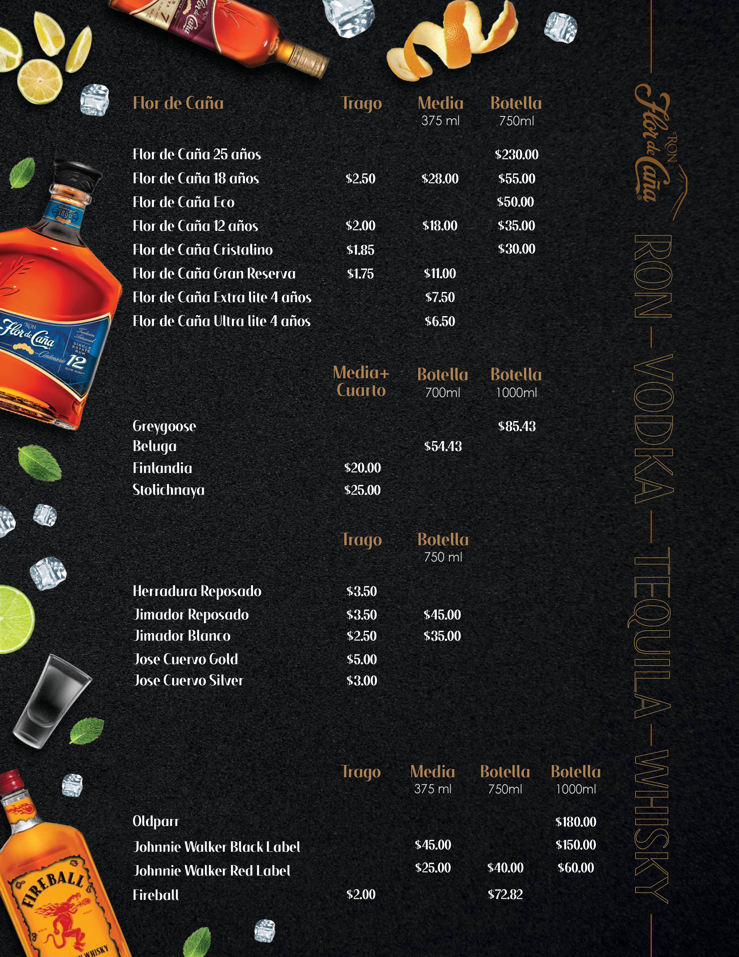 menú de restaurante